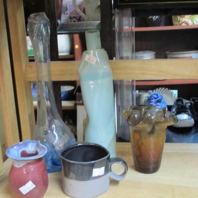Hand Made Glass & Pottery Cups & Vases