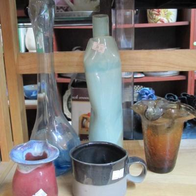 Hand Made Glass & Pottery Cups & Vases