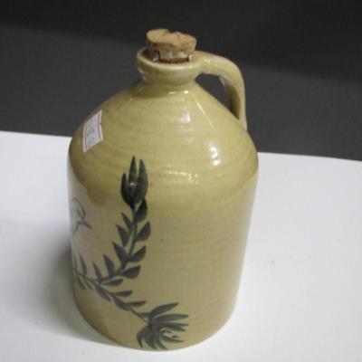 Salt Glazed Single Handled Jug With A Bird Design & Folding Wooden Baskets