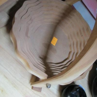 Salt Glazed Single Handled Jug With A Bird Design & Folding Wooden Baskets