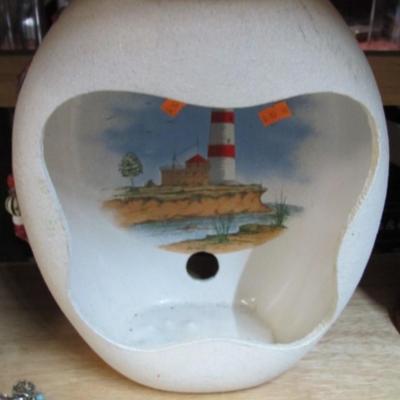 Home Decor Items Flying Cat Signed Pottery Bowl Lighthouse Glass Lamp