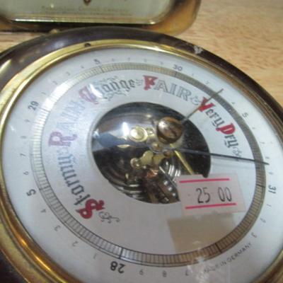 Apollo Gilbert Alarm Clocks & Made In Germany Vintage Ship Wheel Barometer