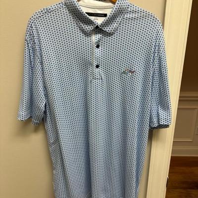 Lot of 4 Greg Norman Golf Shirts Solid Blue and Patterns