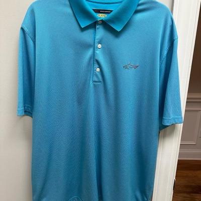 Lot of 4 Greg Norman Golf Shirts Solid Blue and Patterns