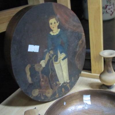 Wooden Box & Pear Wood Music Tray With Grapes Wooden Utensils