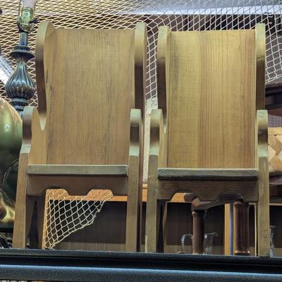 Pair Of Wooden Doll Chairs Approx 19" Tall