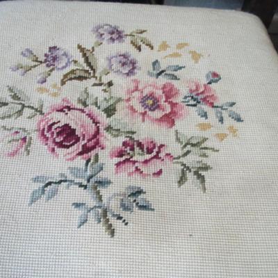 Antique Chair With Handmade Needlepoint Seat