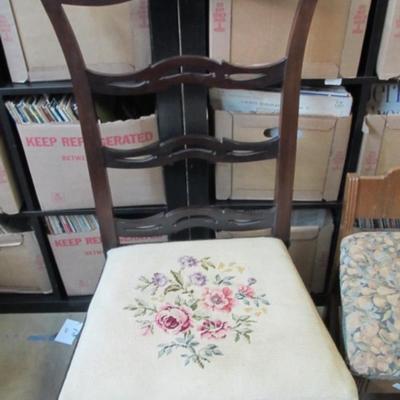 Antique Chair With Handmade Needlepoint Seat