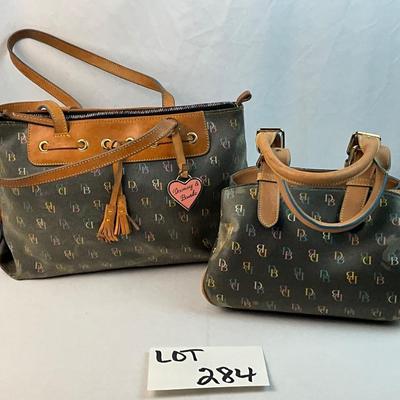 Lot F 284 Vintage Dooney & Bourke Coated Canvas Satchel Vintage Dooney & Bourke Handbag