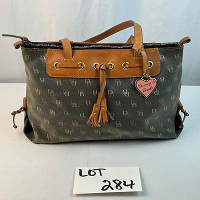 Lot F 284 Vintage Dooney & Bourke Coated Canvas Satchel Vintage Dooney & Bourke Handbag