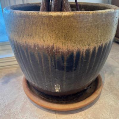 Pot with Faux Pink Plant