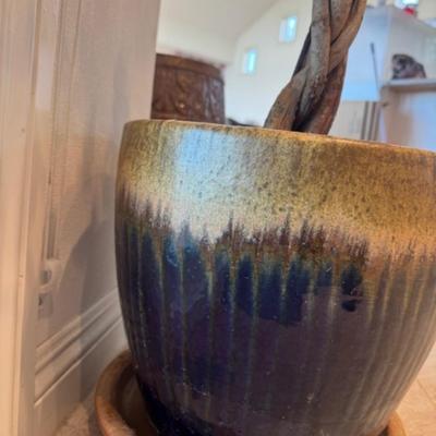 Pot with Faux Pink Plant