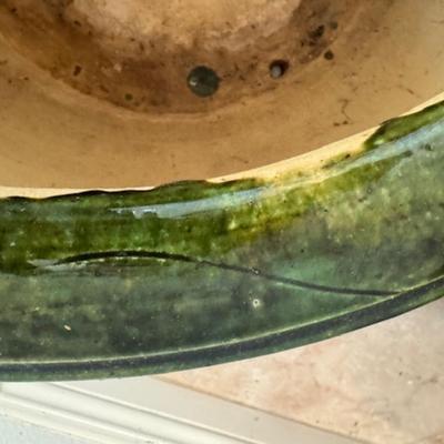 Large Green Pot with Faces
