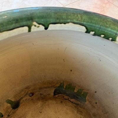 Large Green Pot with Faces