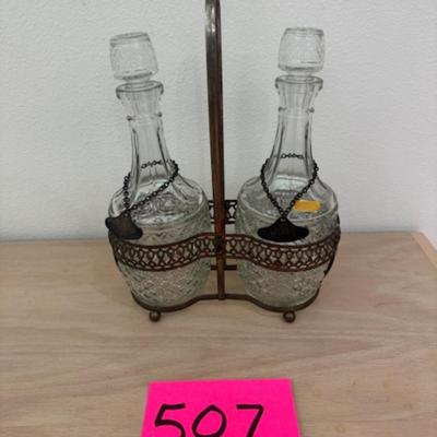 2 Decanters with holder