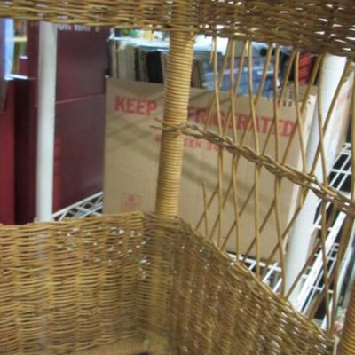 Wicker Shelf Stand With Wine Rack Approx 70" Tall