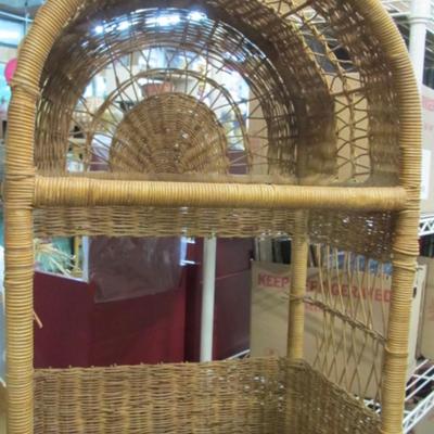 Wicker Shelf Stand With Wine Rack Approx 70" Tall