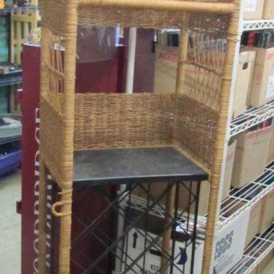 Wicker Shelf Stand With Wine Rack Approx 70" Tall