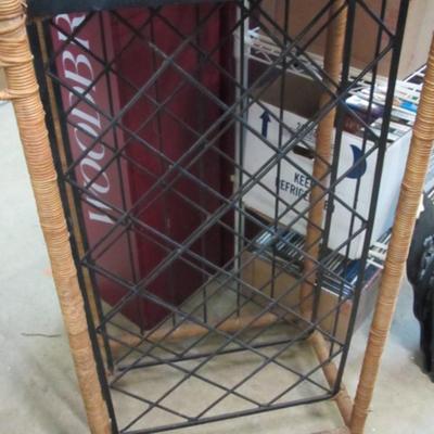 Wicker Shelf Stand With Wine Rack Approx 70" Tall