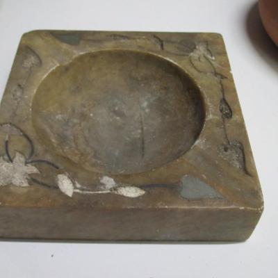 Vacuform Vinson 1950's 3D Art Marble Ashtray Indiana Glass Celery Dish