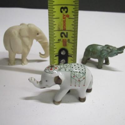 Approx 2" Tall Porcelain Brass Elephants & Cream Elephant