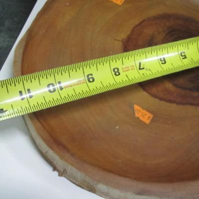 Wood Craft Hawaiian Monkey Pod Vintage Leaf Shaped Divided Wood Tray & Wood Disc