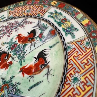 2 Mid-Century Rooster Platters