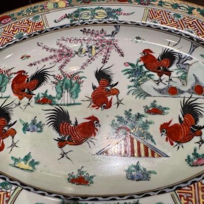 2 Mid-Century Rooster Platters