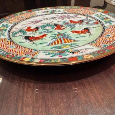 2 Mid-Century Rooster Platters