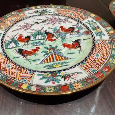 2 Mid-Century Rooster Platters