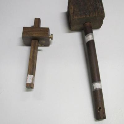 Vintage Marking Gauge & Hand Made Wooden Mallet
