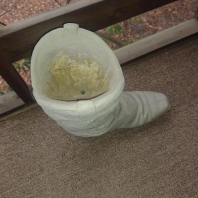 Large Concrete 'Boot' Planter- Approx 21" Tall