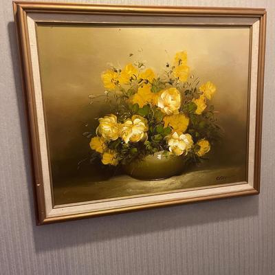 Signed & Framed Floral Painting (O-MG)