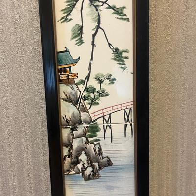Two Framed Pieces of Asian Tile Art (LR-MG)