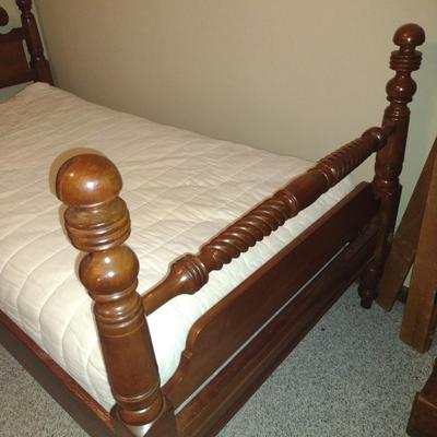 Wooden Twin Size Bed Set- Measures Approx 41" Wide, 81" Long