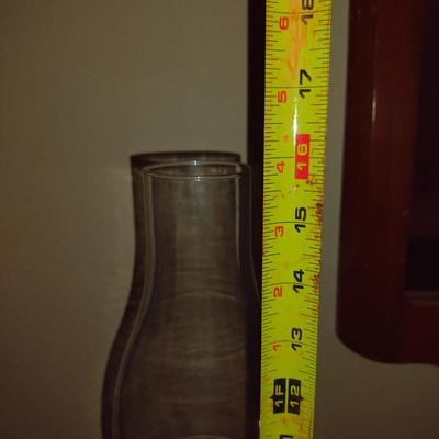 Oil Lamp with Shade- Blue Ball Jar Base- Approx 16" Tall