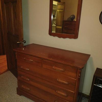 Wooden Dresser with Wall Mirror