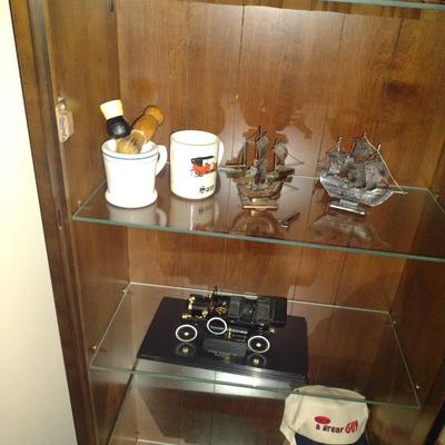 Wooden Lighted Curio/Sportsman's Gun Cabinet with Storage- Approx 28" x 16" x 74" Tall (No Contents)
