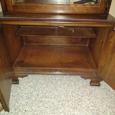Wooden Lighted Curio/Sportsman's Gun Cabinet with Storage- Approx 28" x 16" x 74" Tall (No Contents)