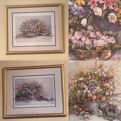 Two Framed Prints of Floral Arrangements by José (GB-DZ)