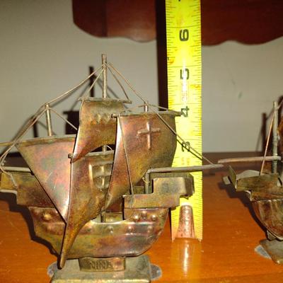 Collection of Five Metal Ships- One is Musical