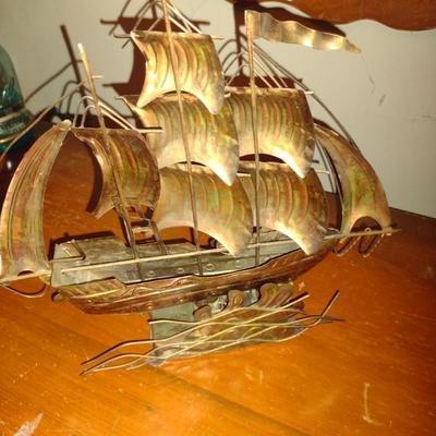 Collection of Five Metal Ships- One is Musical