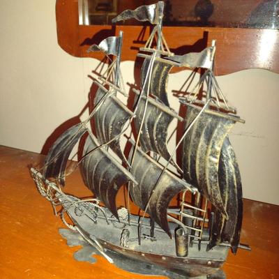 Collection of Five Metal Ships- One is Musical