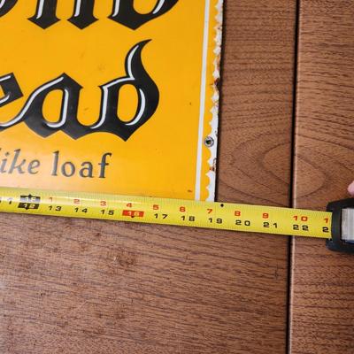 Vintage Heavy Bond Bread Porcelain Enamel Sign 19X14