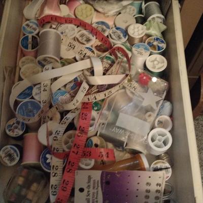 Kenmore Sewing Machine with Cabinet, Bench, and Additional Storage Drawer Stack