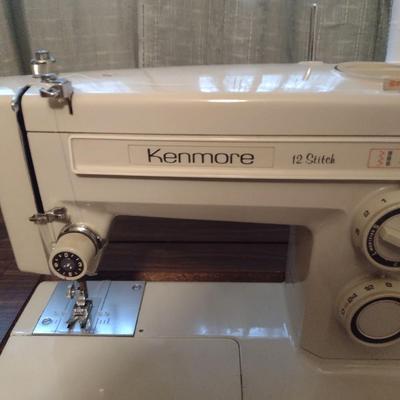 Kenmore Sewing Machine with Cabinet, Bench, and Additional Storage Drawer Stack