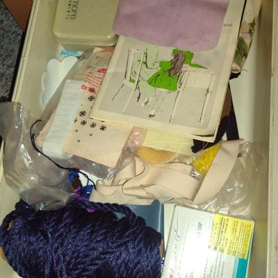 Kenmore Sewing Machine with Cabinet, Bench, and Additional Storage Drawer Stack