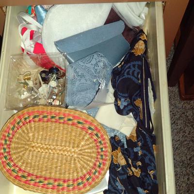 Kenmore Sewing Machine with Cabinet, Bench, and Additional Storage Drawer Stack