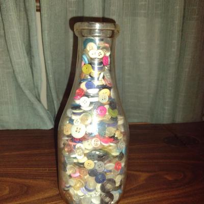 Quart Size Glass Milk Bottle with Nice Selection of Buttons