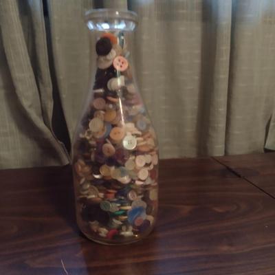 Quart Size Glass Milk Bottle with Nice Selection of Buttons